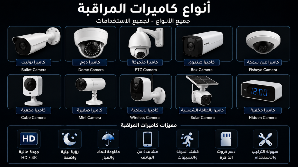 انواع كاميرات المراقبة
